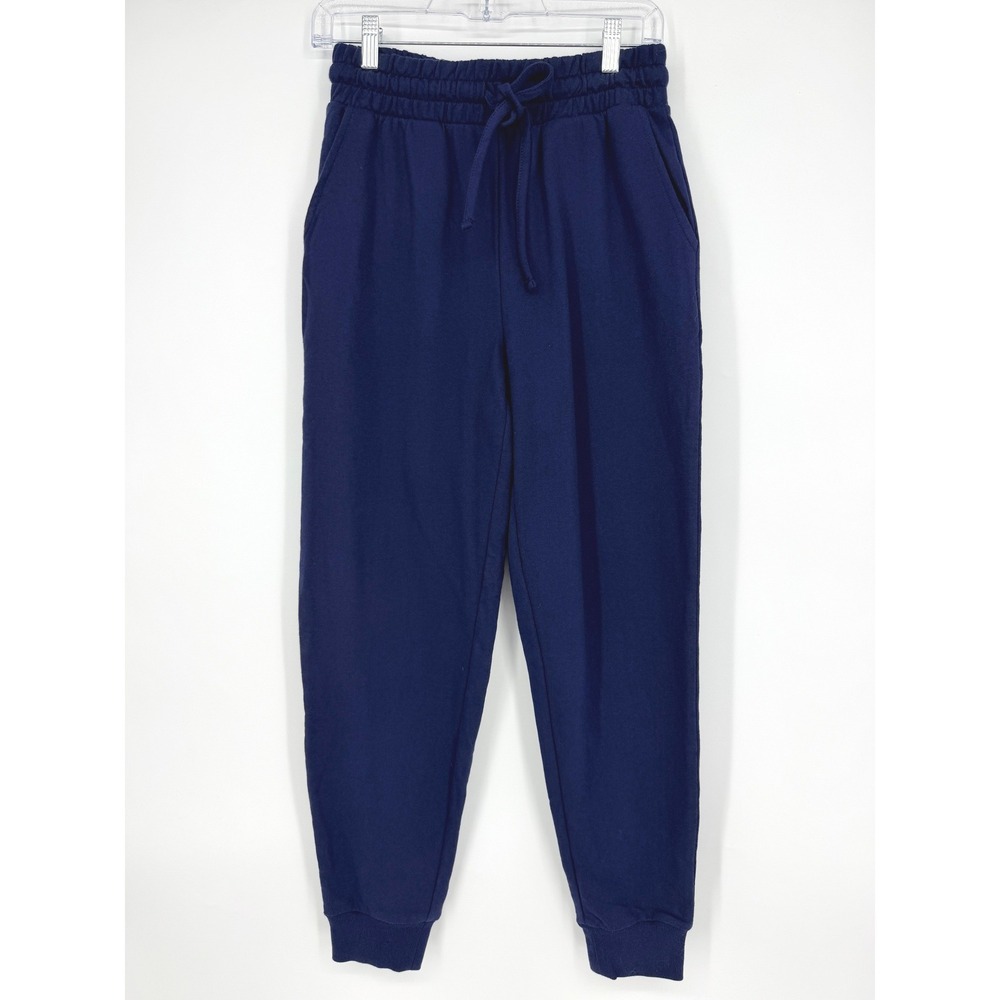 Zenana Womens Navy Blue Jogger Sweatpants Elastic Drawstring Waist Pockets Small
